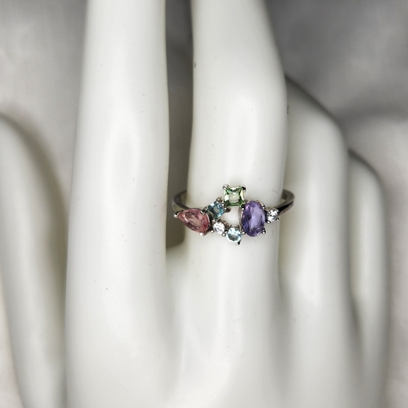🍒 Sterling Silver S925 Easter Pastel Ring Sz.9 - Picture 2 of 2